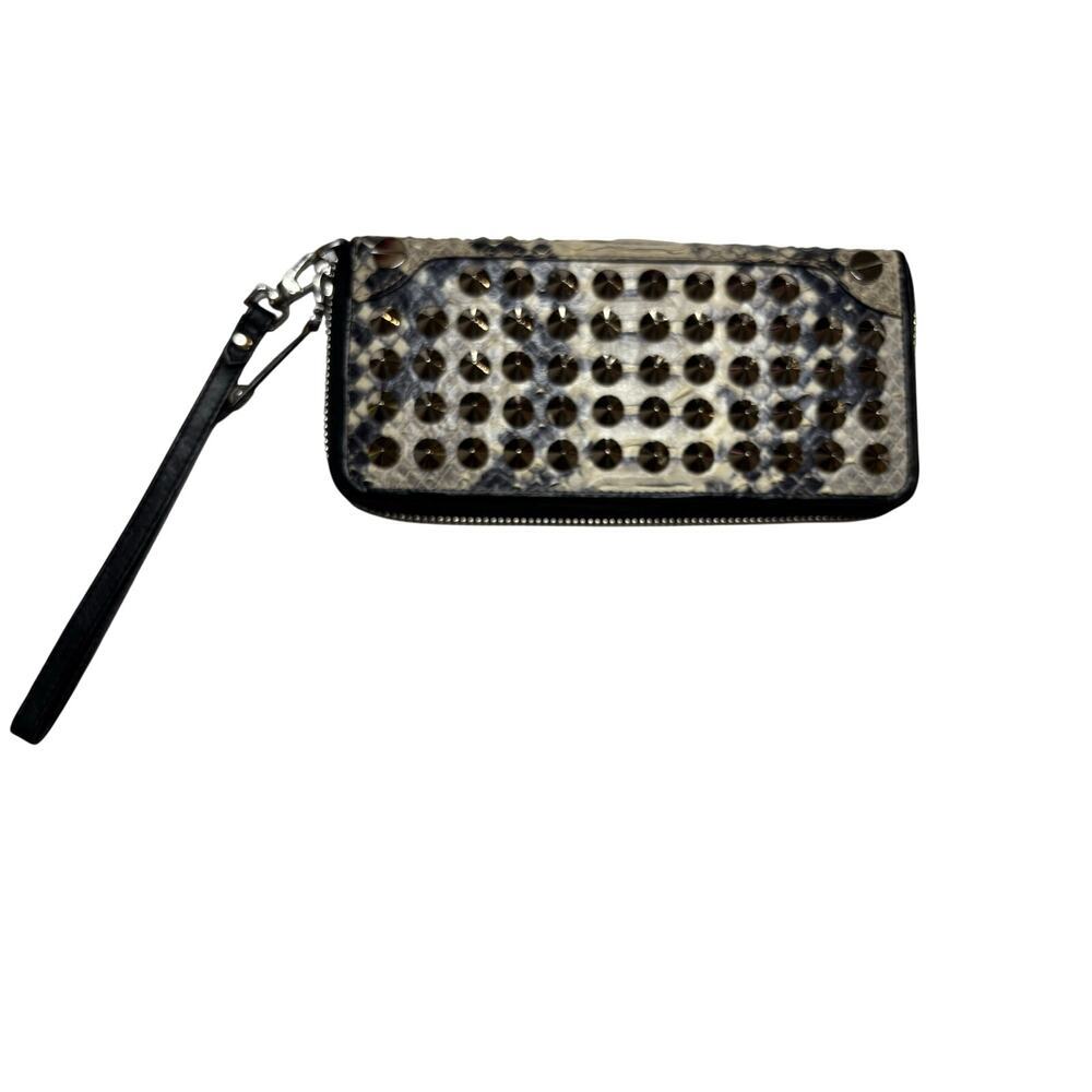 Be&D Studded Python Embossed Zip Around Wristlet Wallet - Picture 2 of 9
